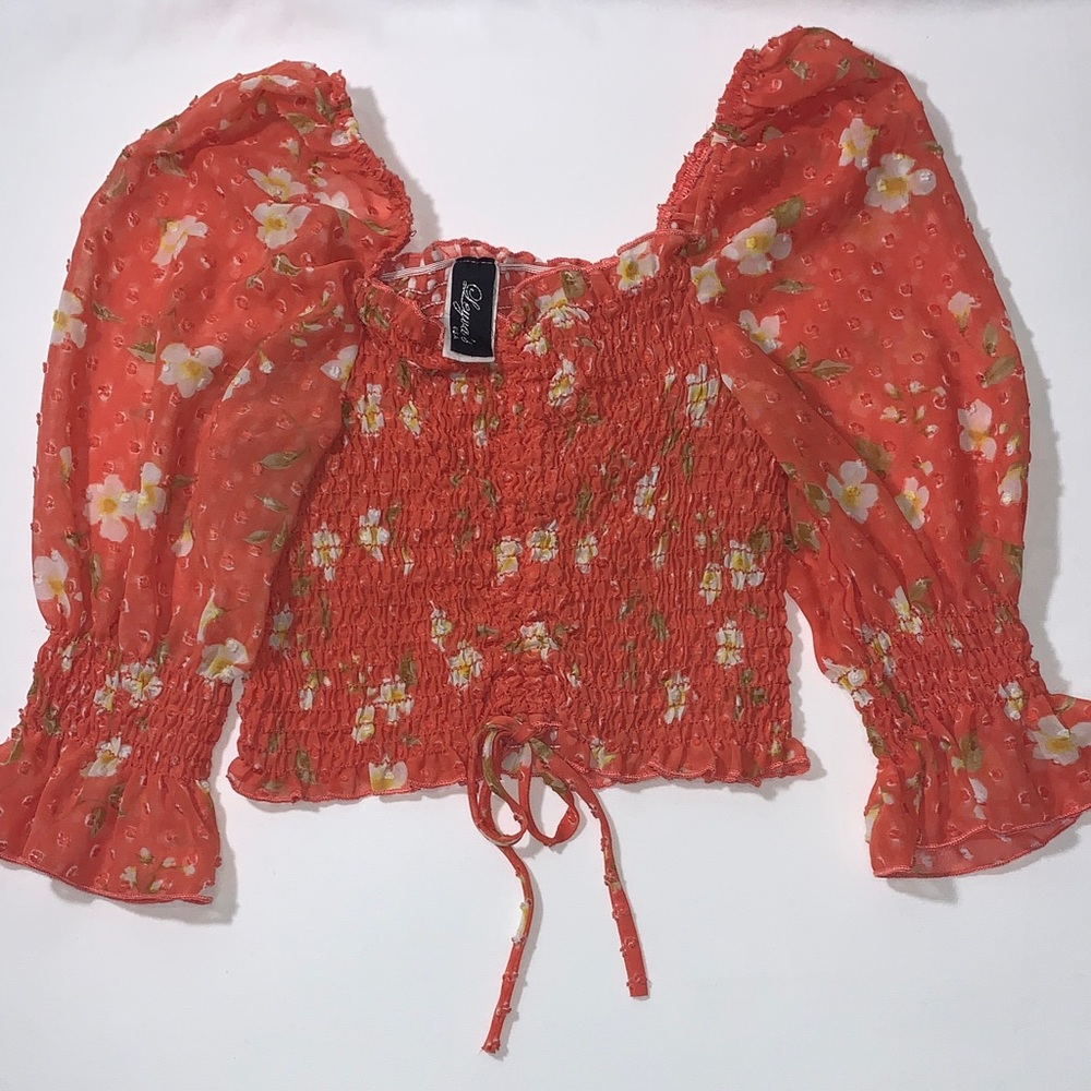 Floral Smocked Cropped Top Size Small